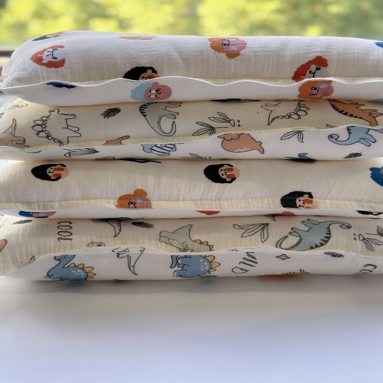 2025新款全棉皱皱纱儿童枕 恐龙世界