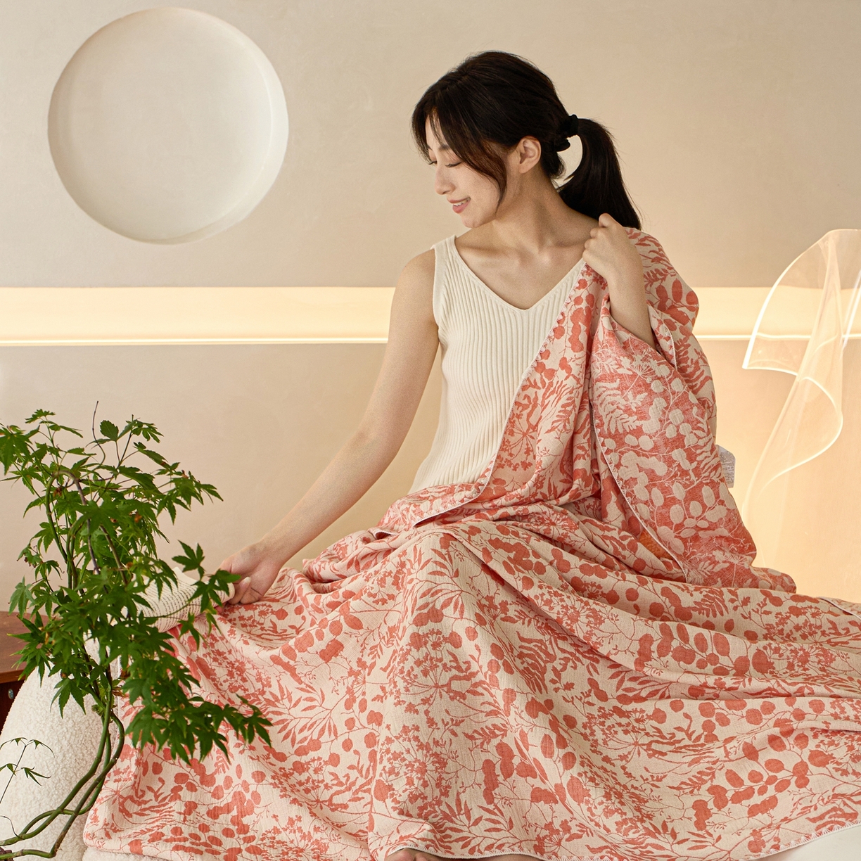 91家纺网 家纺一手货源 找家纺 （总）安莱生活2025新款双层纱多功能盖毯床盖三件套