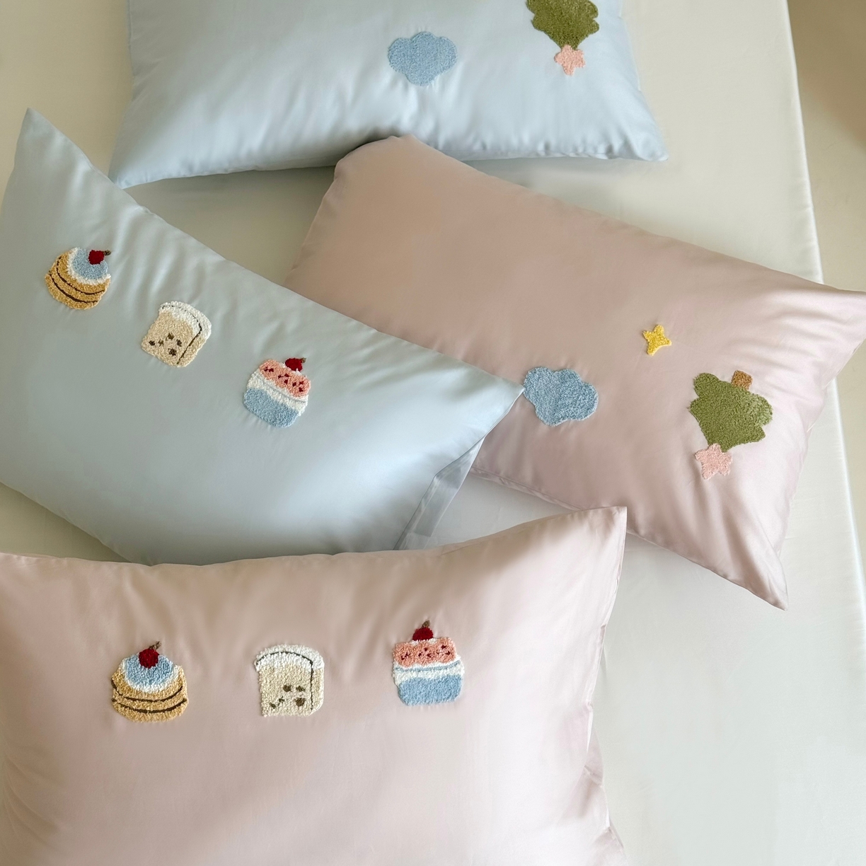 鹿班家居 2025新款100S长绒棉纯棉毛巾绣单品枕套 枕套单件-彩虹蛋糕&幸运树（标准会员-2元） 组合图仅供展示不可下单