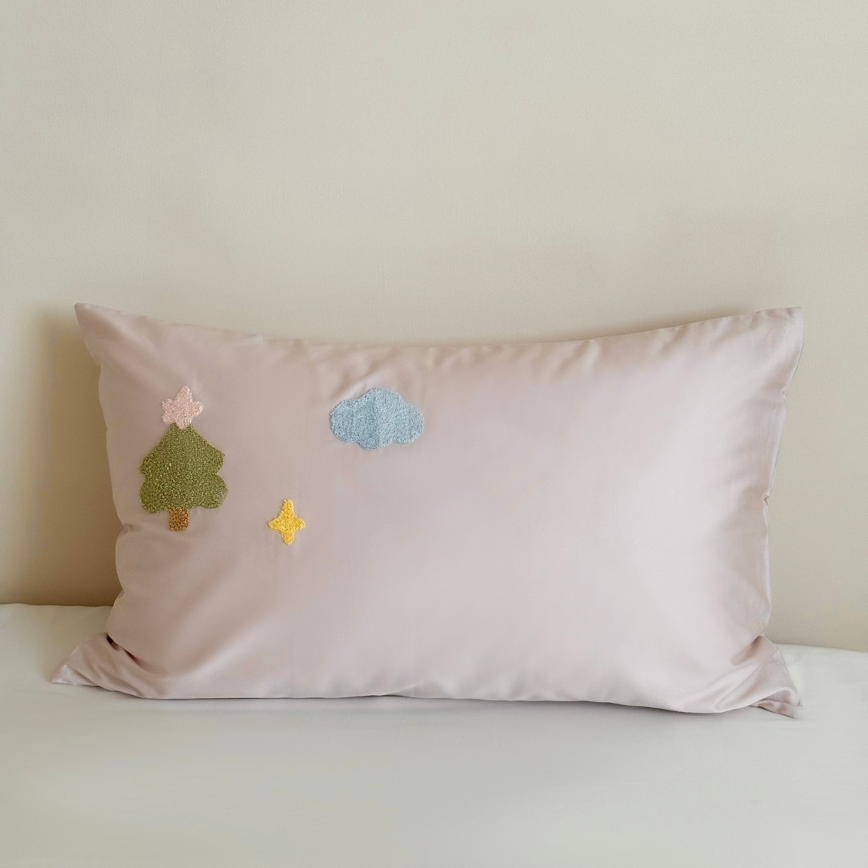 鹿班家居 2025新款100S长绒棉纯棉毛巾绣单品枕套 枕套单件-彩虹蛋糕&幸运树（标准会员-2元） 幸运树-粉色