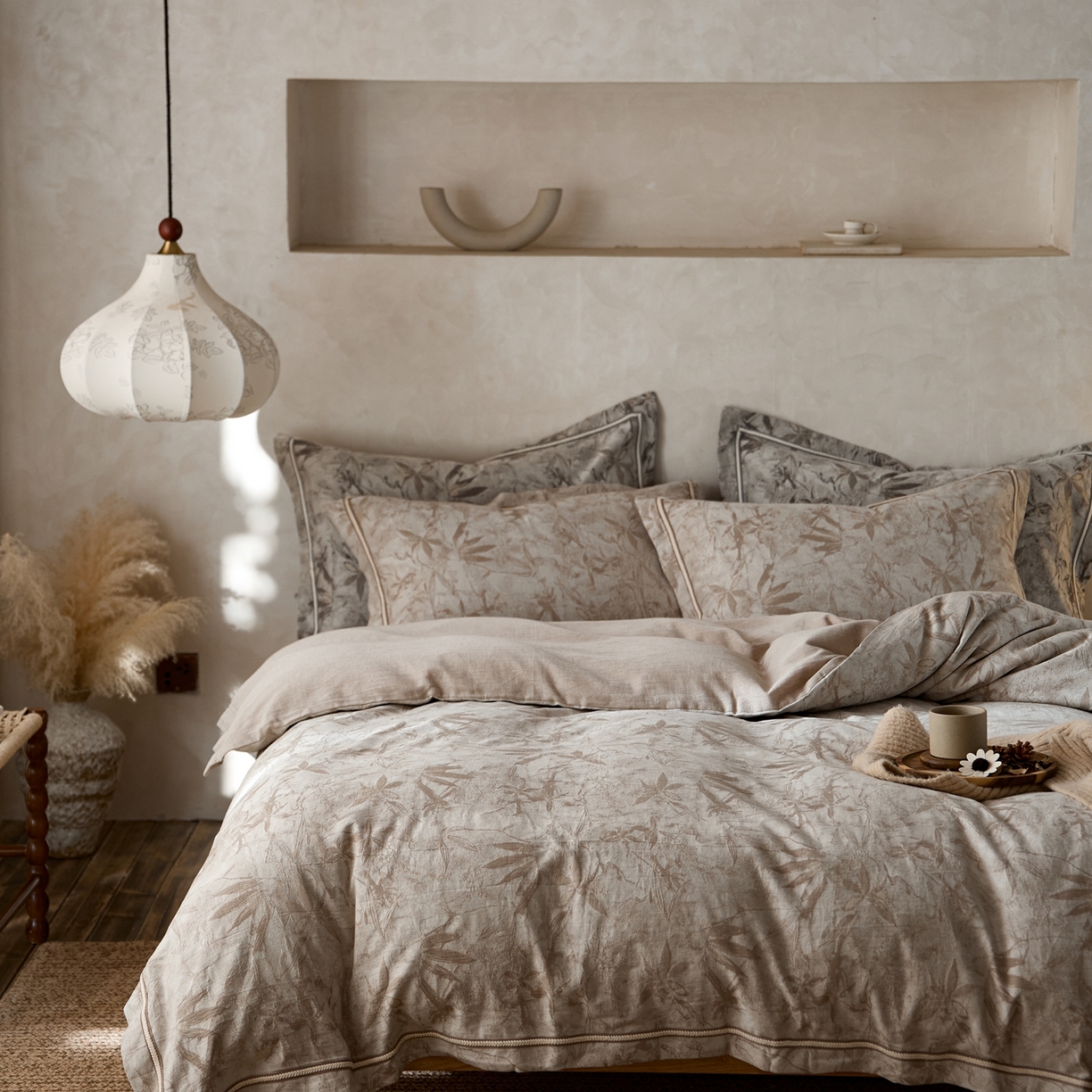 91家纺网 家纺一手货源 找家纺 安莱生活2025新款棉麻高端系列四件套 俏江南-麻本