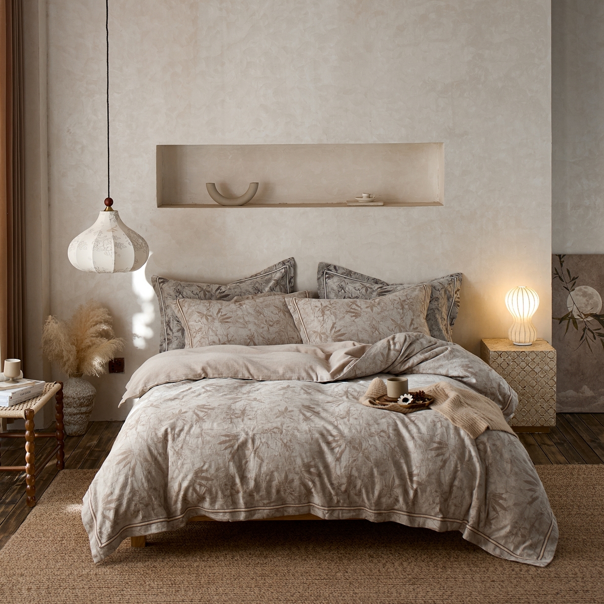 91家纺网 家纺一手货源 找家纺 安莱生活2025新款棉麻高端系列四件套 俏江南-麻本