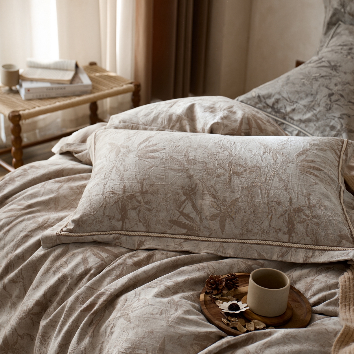 91家纺网 家纺一手货源 找家纺 安莱生活2025新款棉麻高端系列四件套 俏江南-麻本