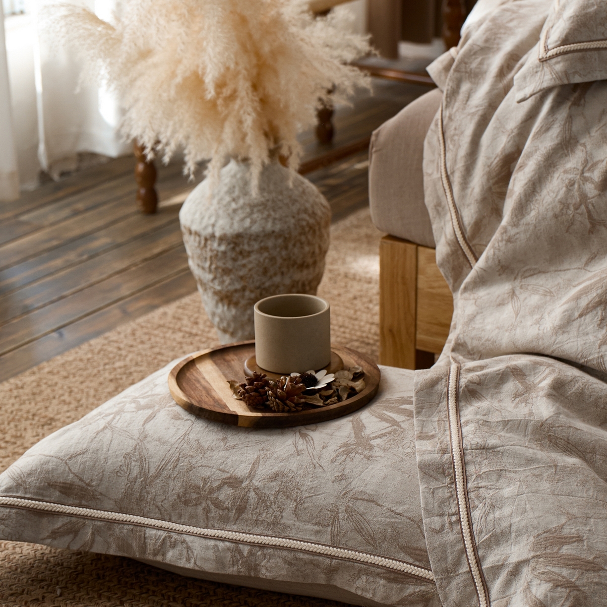 91家纺网 家纺一手货源 找家纺 安莱生活2025新款棉麻高端系列四件套 俏江南-麻本