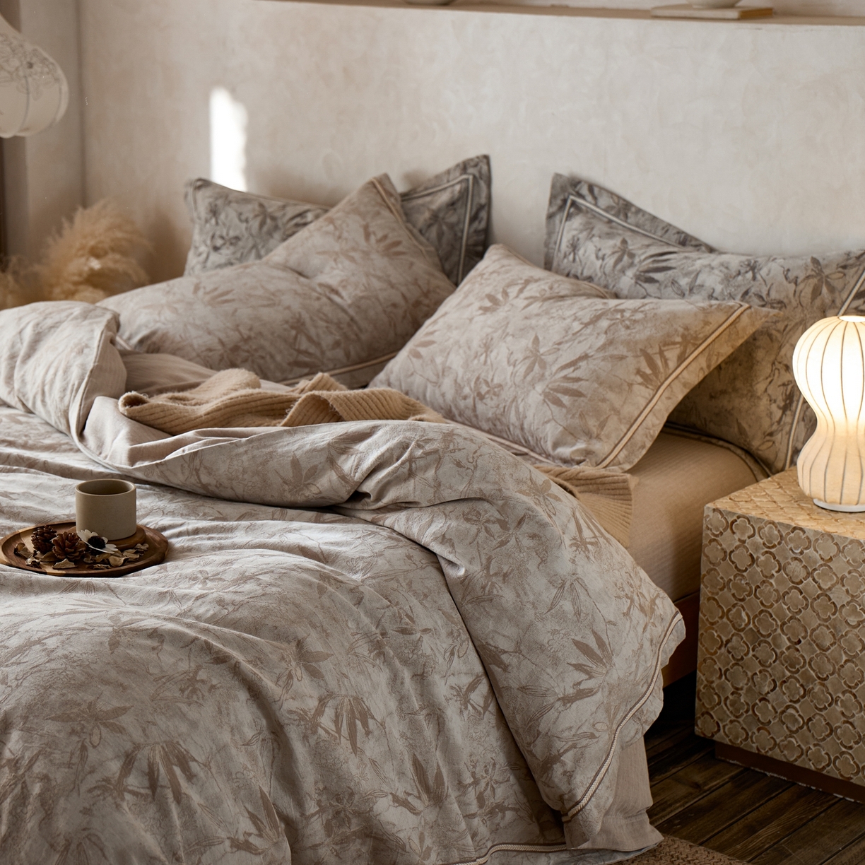 91家纺网 家纺一手货源 找家纺 安莱生活2025新款棉麻高端系列四件套 俏江南-麻本