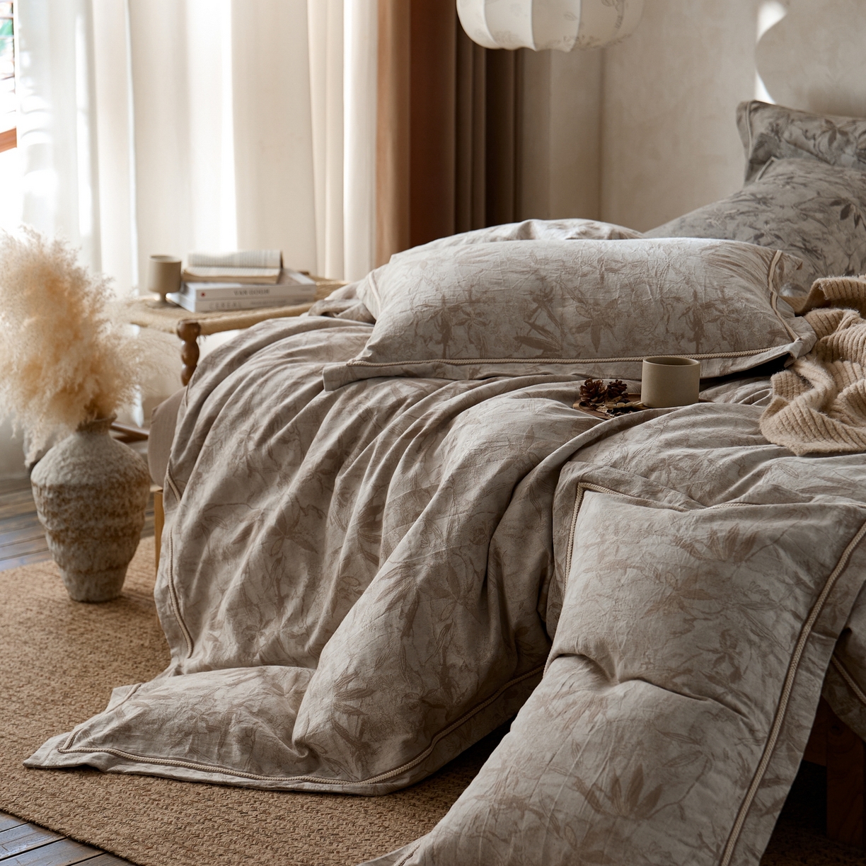 91家纺网 家纺一手货源 找家纺 安莱生活2025新款棉麻高端系列四件套 俏江南-麻本