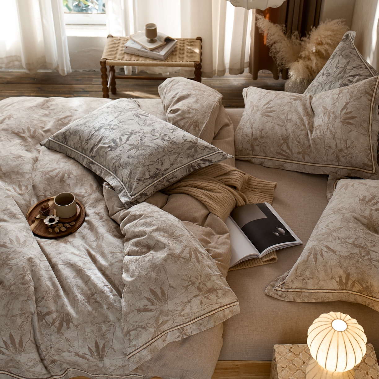 91家纺网 家纺一手货源 找家纺 安莱生活2025新款棉麻高端系列四件套 俏江南-麻本