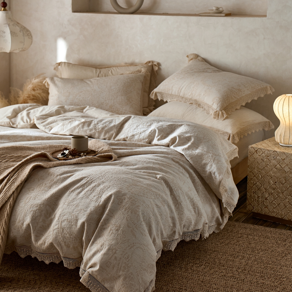 91家纺网 家纺一手货源 找家纺 安莱生活2025新款棉麻高端系列四件套 自然元素