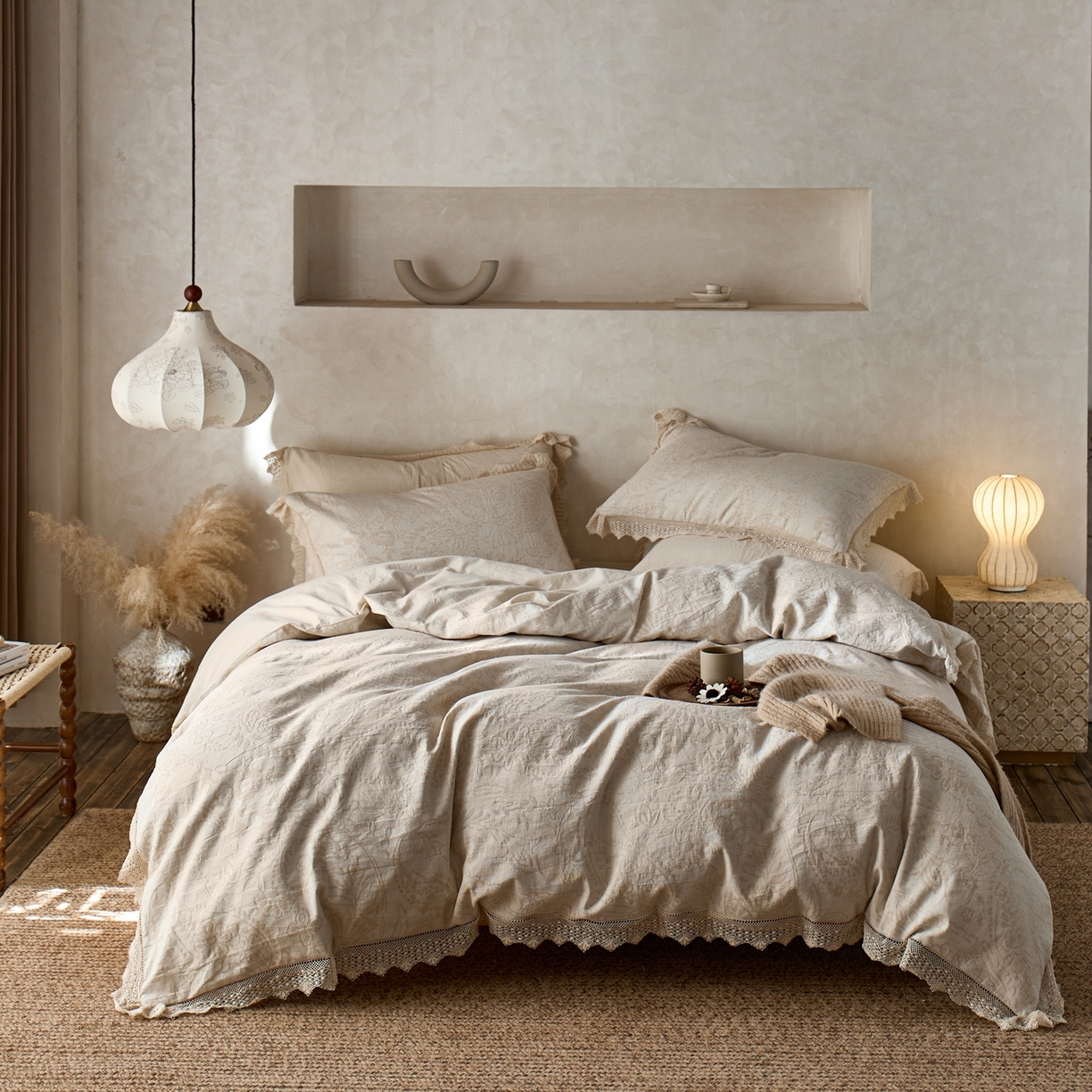 91家纺网 家纺一手货源 找家纺 安莱生活2025新款棉麻高端系列四件套 自然元素