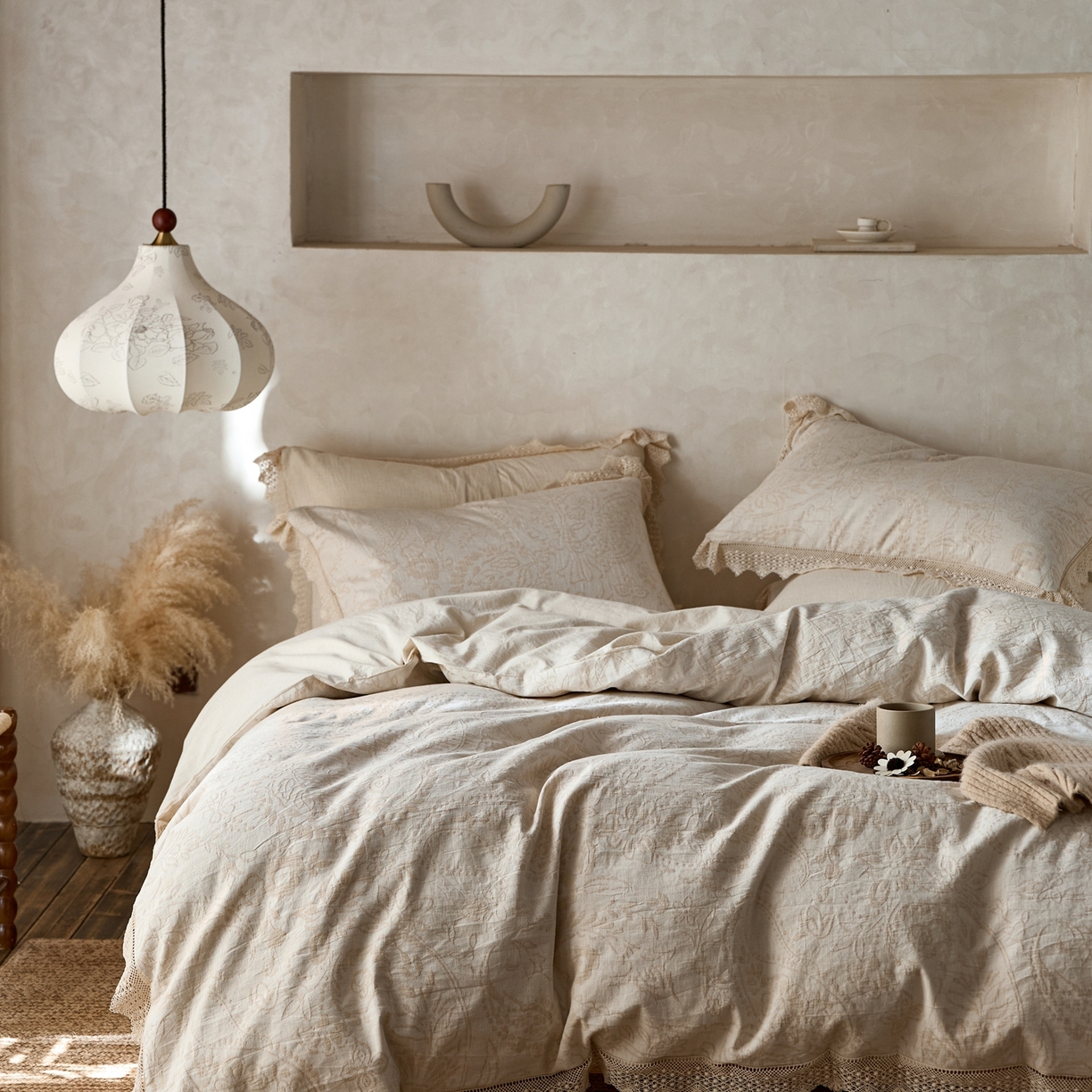 91家纺网 家纺一手货源 找家纺 安莱生活2025新款棉麻高端系列四件套 自然元素