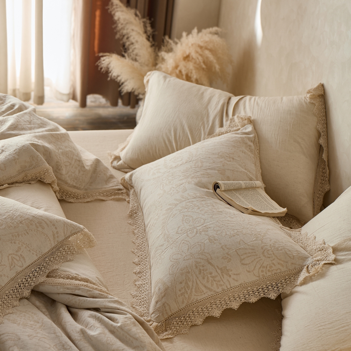 91家纺网 家纺一手货源 找家纺 安莱生活2025新款棉麻高端系列四件套 自然元素