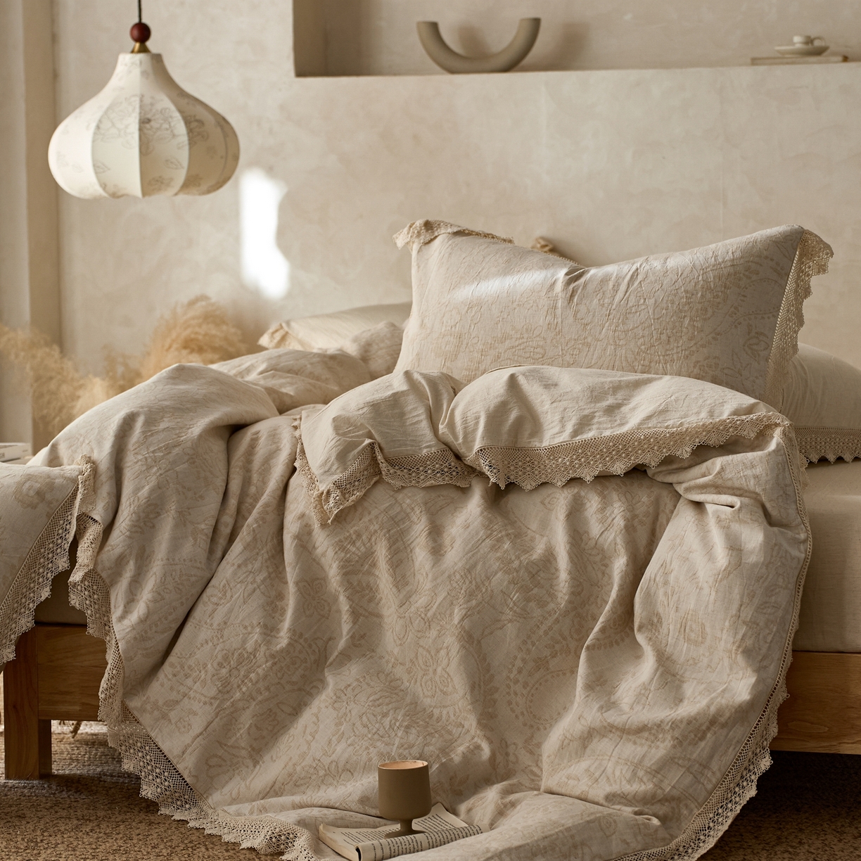 91家纺网 家纺一手货源 找家纺 安莱生活2025新款棉麻高端系列四件套 自然元素