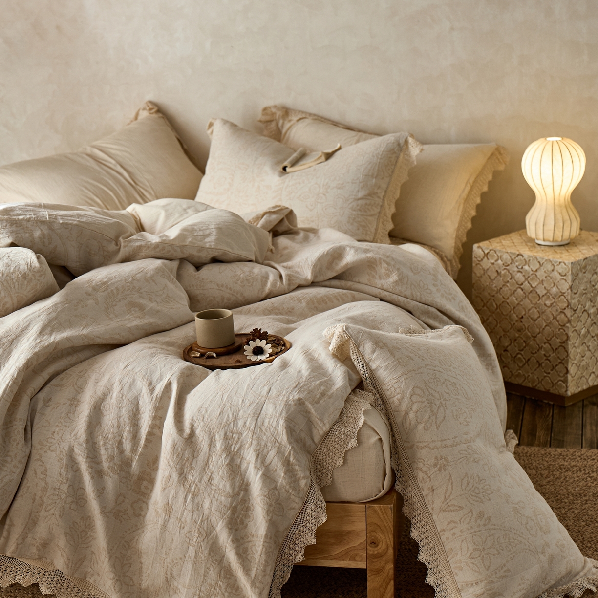 91家纺网 家纺一手货源 找家纺 安莱生活2025新款棉麻高端系列四件套 自然元素