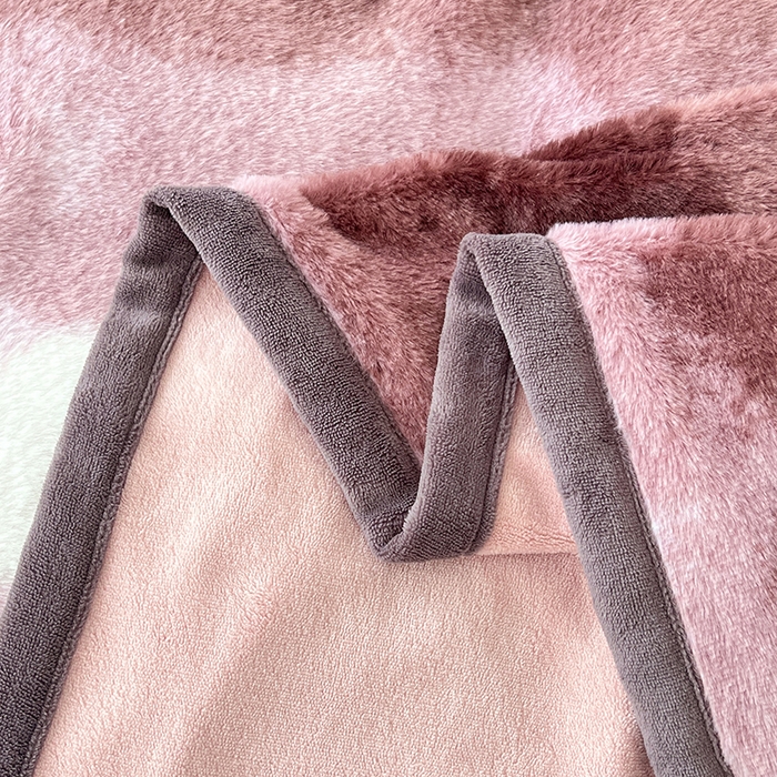 91家纺网 家纺一手货源 找家纺 锦润家纺 2025新款高克重多功能兔毛绒包边毛毯毯子 斑斓紫