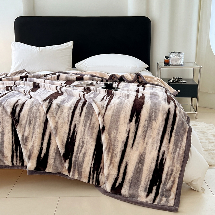 91家纺网 家纺一手货源 找家纺 锦润家纺 2025新款高克重多功能兔毛绒包边毛毯毯子 布莱克