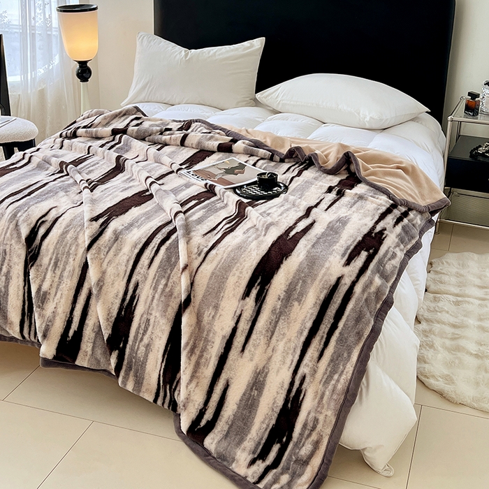 91家纺网 家纺一手货源 找家纺 锦润家纺 2025新款高克重多功能兔毛绒包边毛毯毯子 布莱克