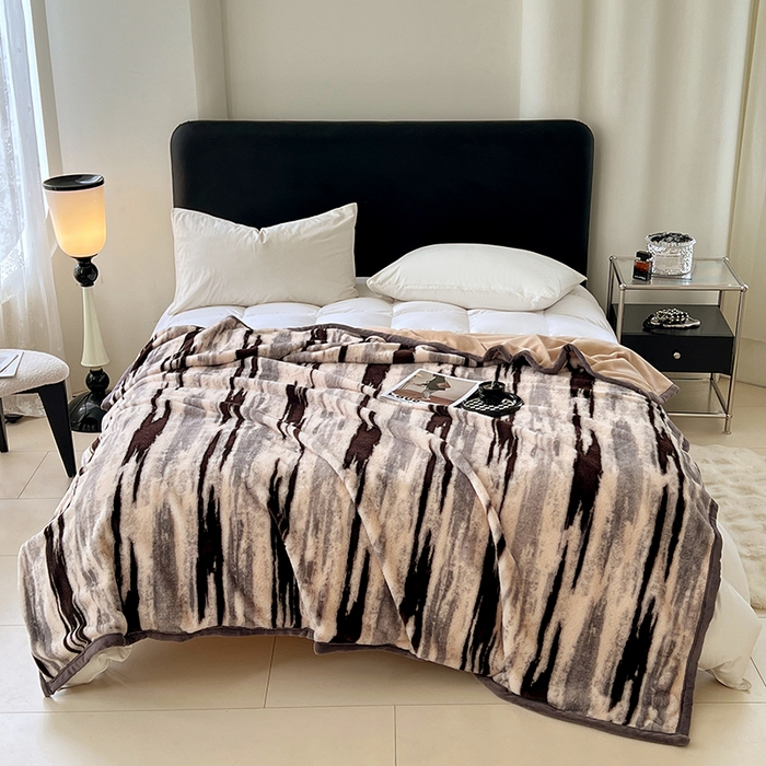 91家纺网 家纺一手货源 找家纺 锦润家纺 2025新款高克重多功能兔毛绒包边毛毯毯子 布莱克