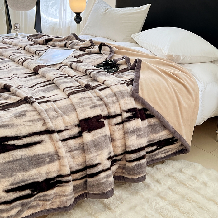 91家纺网 家纺一手货源 找家纺 锦润家纺 2025新款高克重多功能兔毛绒包边毛毯毯子 布莱克