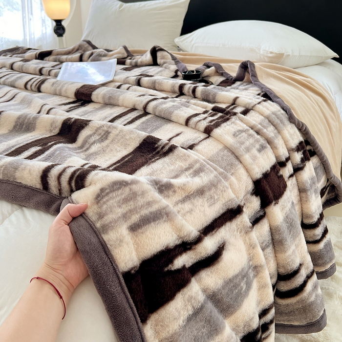 91家纺网 家纺一手货源 找家纺 锦润家纺 2025新款高克重多功能兔毛绒包边毛毯毯子 布莱克