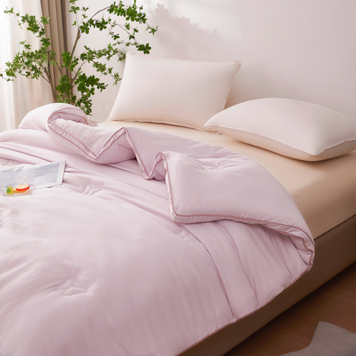 91家纺网 家纺一手货源 找家纺 晚悠家纺 2025新款A类提花云感睡眠立体大豆被子被芯 香芋紫