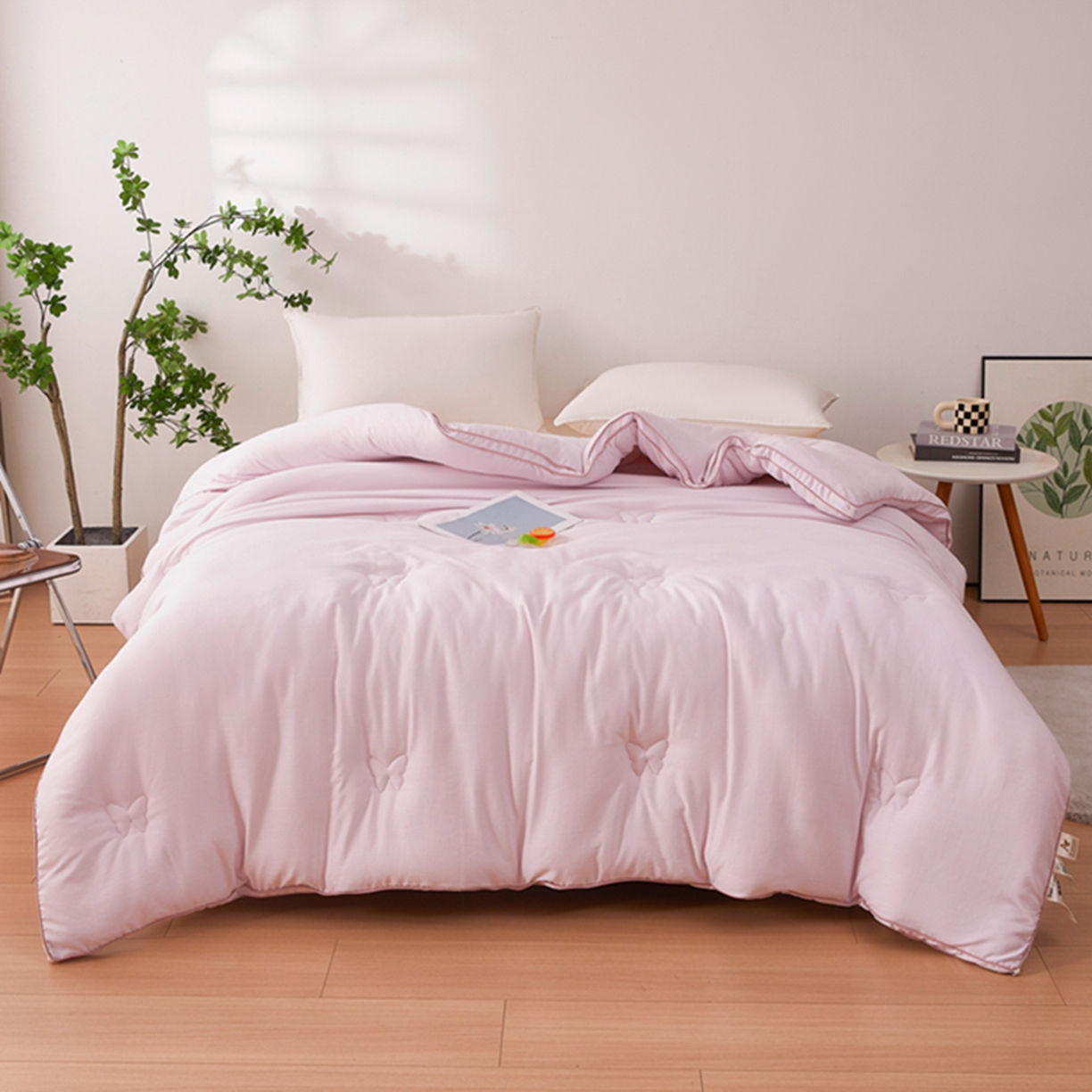 91家纺网 家纺一手货源 找家纺 晚悠家纺 2025新款A类提花云感睡眠立体大豆被子被芯 香芋紫