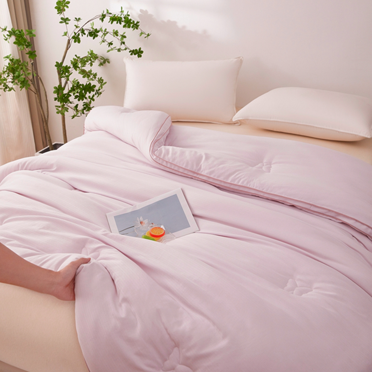 91家纺网 家纺一手货源 找家纺 晚悠家纺 2025新款A类提花云感睡眠立体大豆被子被芯 香芋紫