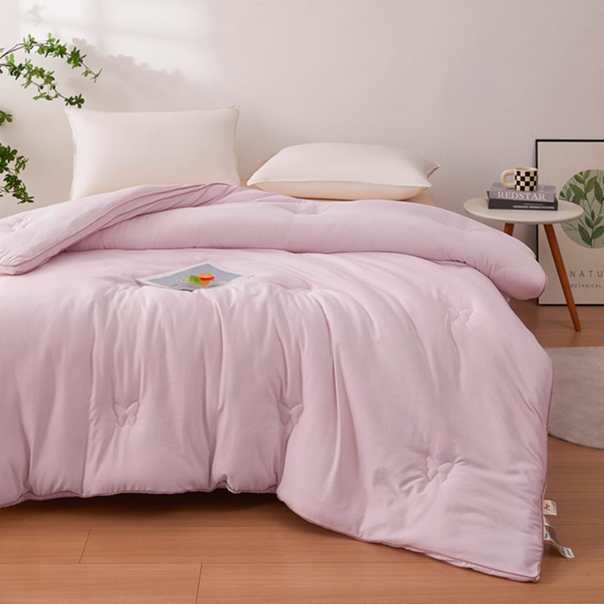 91家纺网 家纺一手货源 找家纺 晚悠家纺 2025新款A类提花云感睡眠立体大豆被子被芯 香芋紫