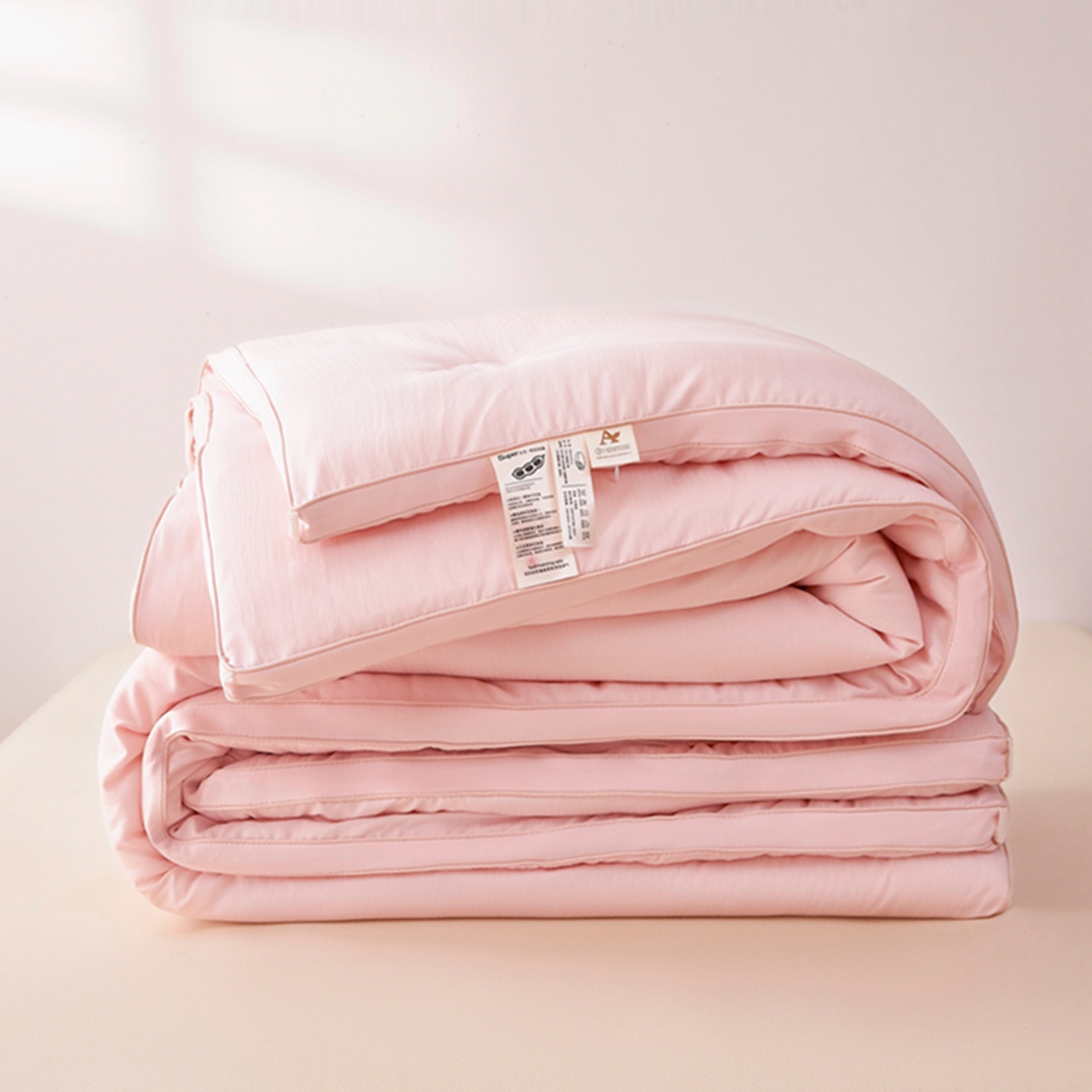 晚悠家纺 2025新款A类提花云感睡眠立体大豆被子被芯 樱花粉