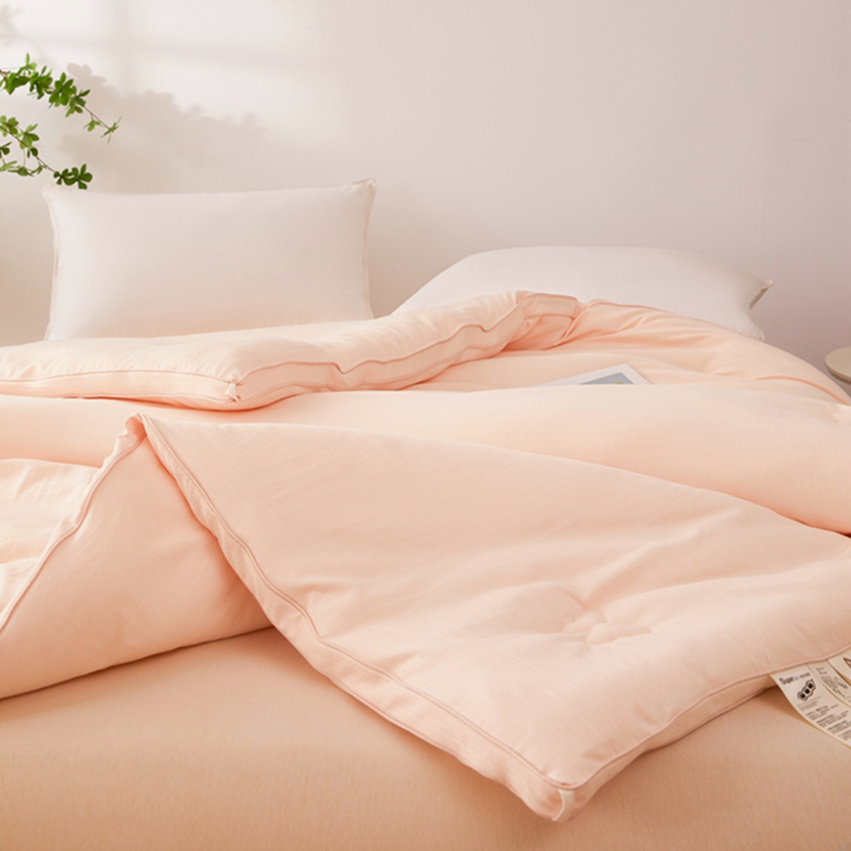 91家纺网 家纺一手货源 找家纺 晚悠家纺 2025新款A类提花云感睡眠立体大豆被子被芯 粉玉