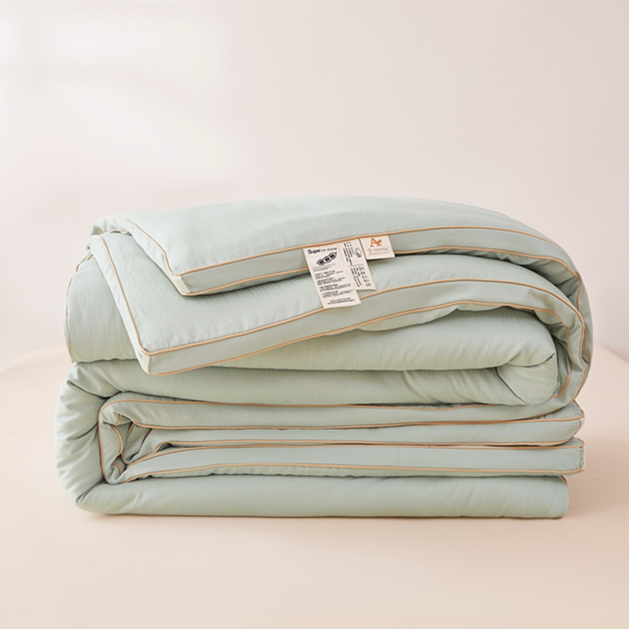 晚悠家纺 2025新款A类提花云感睡眠立体大豆被子被芯 薄荷绿
