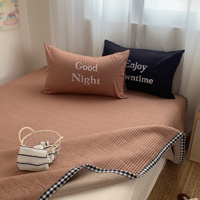 91家纺网 家纺一手货源 找家纺 （总）秘密基地 2025新款韩系ins风混搭全棉纯棉水洗棉床盖四件套