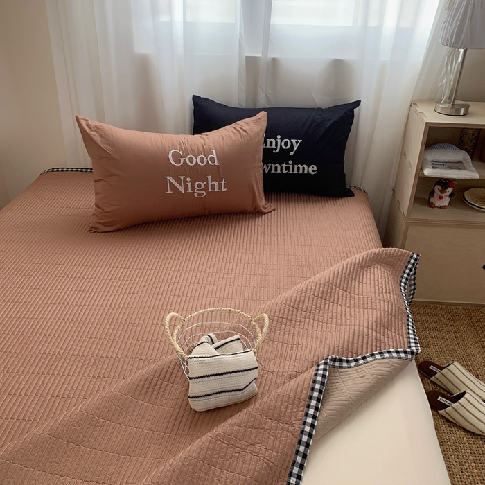 91家纺网 家纺一手货源 找家纺 （总）秘密基地 2025新款韩系ins风混搭全棉纯棉水洗棉床盖四件套