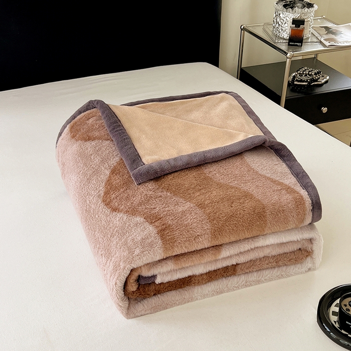91家纺网 家纺一手货源 找家纺 锦润家纺 2025新款高克重多功能兔毛绒包边毛毯毯子 瑞格利亚-咖
