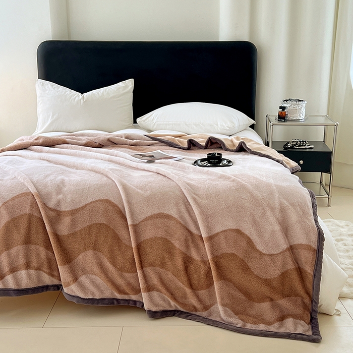 91家纺网 家纺一手货源 找家纺 锦润家纺 2025新款高克重多功能兔毛绒包边毛毯毯子 瑞格利亚-咖