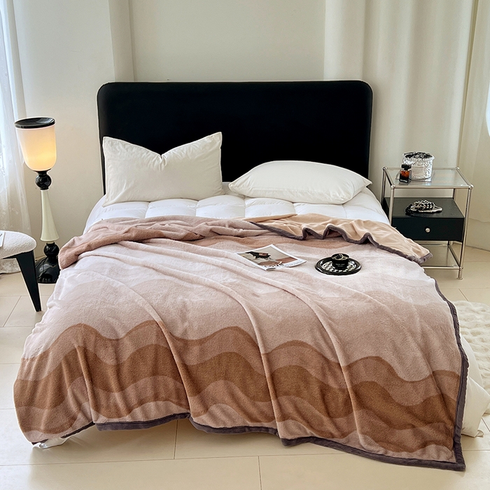 91家纺网 家纺一手货源 找家纺 锦润家纺 2025新款高克重多功能兔毛绒包边毛毯毯子 瑞格利亚-咖