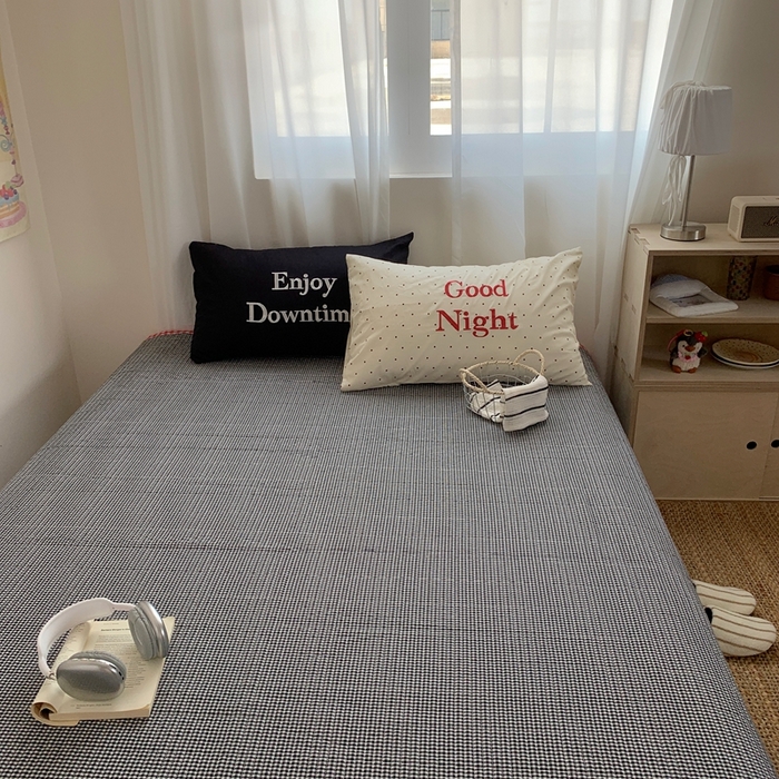 91家纺网 家纺一手货源 找家纺 秘密基地 2025新款韩系ins风混搭全棉纯棉水洗棉床盖四件套 波点红格