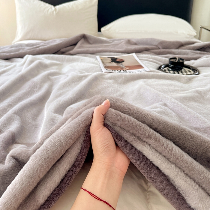91家纺网 家纺一手货源 找家纺 锦润家纺 2025新款高克重多功能兔毛绒包边毛毯毯子 瑞格利亚-紫