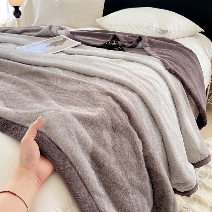 91家纺网 家纺一手货源 找家纺 锦润家纺 2025新款高克重多功能兔毛绒包边毛毯毯子 瑞格利亚-紫