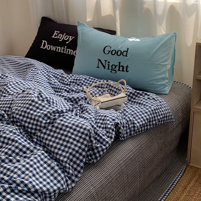 91家纺网 家纺一手货源 找家纺 秘密基地 2025新款韩系ins风混搭全棉纯棉水洗棉床盖四件套 莱茵蓝格