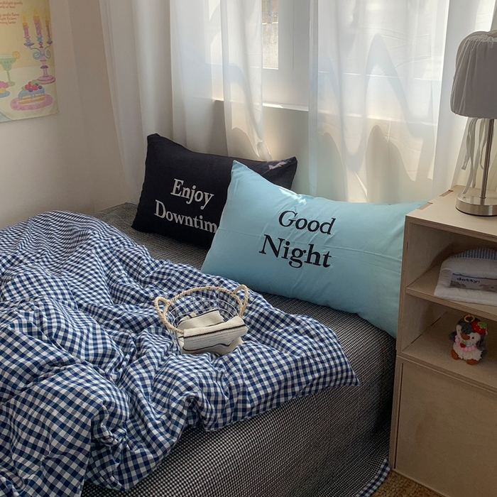 91家纺网 家纺一手货源 找家纺 秘密基地 2025新款韩系ins风混搭全棉纯棉水洗棉床盖四件套 莱茵蓝格