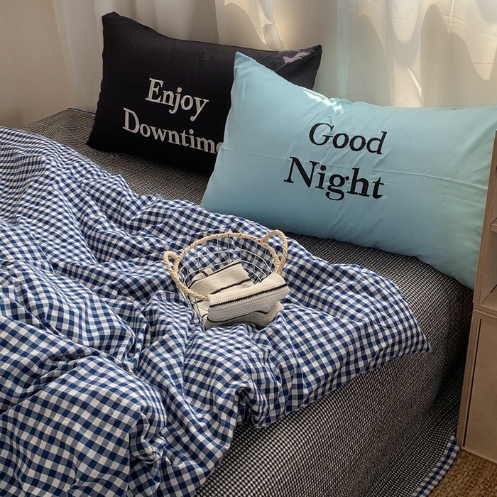 91家纺网 家纺一手货源 找家纺 秘密基地 2025新款韩系ins风混搭全棉纯棉水洗棉床盖四件套 莱茵蓝格