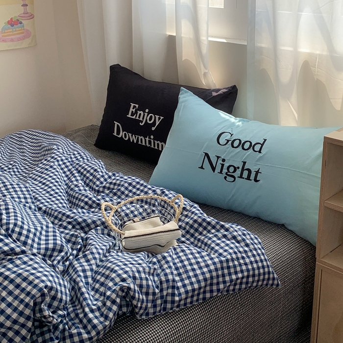 91家纺网 家纺一手货源 找家纺 秘密基地 2025新款韩系ins风混搭全棉纯棉水洗棉床盖四件套 莱茵蓝格