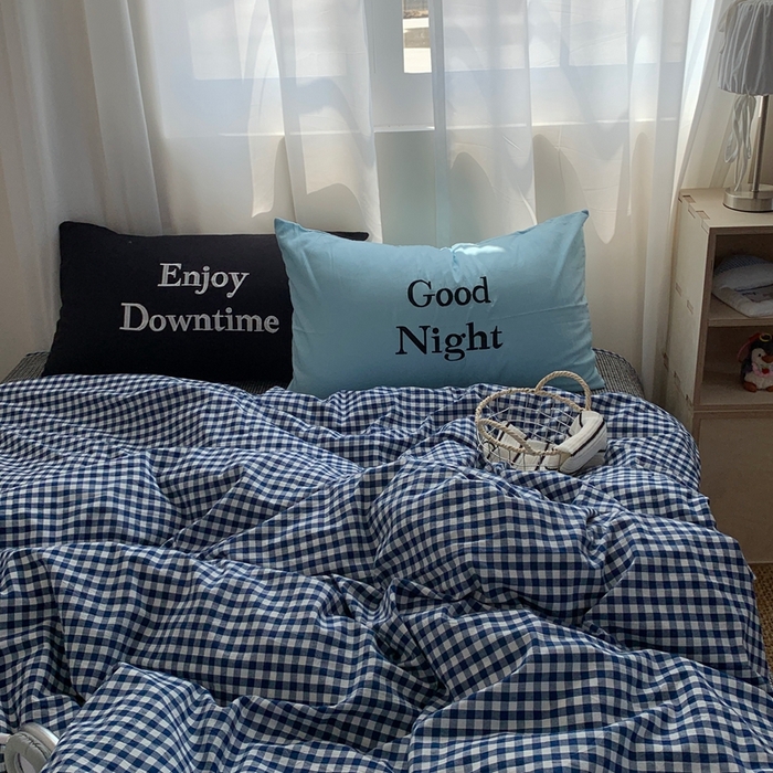 91家纺网 家纺一手货源 找家纺 秘密基地 2025新款韩系ins风混搭全棉纯棉水洗棉床盖四件套 莱茵蓝格