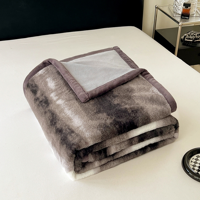 91家纺网 家纺一手货源 找家纺 锦润家纺 2025新款高克重多功能兔毛绒包边毛毯毯子 幽梦黑白