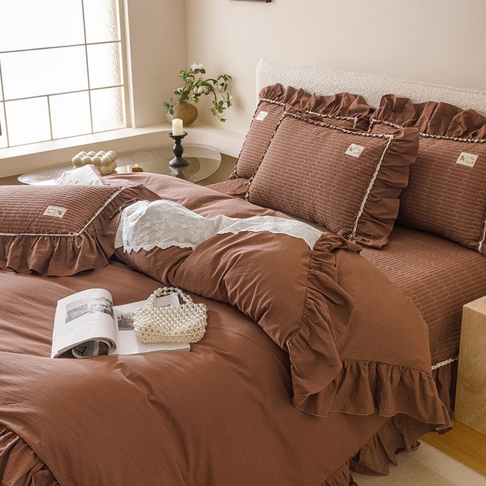 91家纺网 家纺一手货源 找家纺 （总）菊上家纺 2025新款全棉纯棉色织水洗床盖四件套