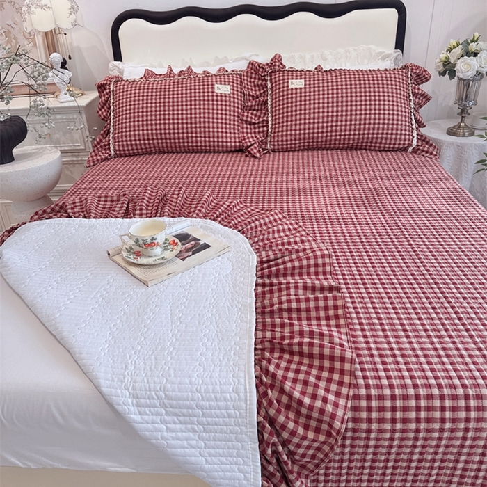 91家纺网 家纺一手货源 找家纺 （总）菊上家纺 2025新款全棉纯棉色织水洗床盖四件套