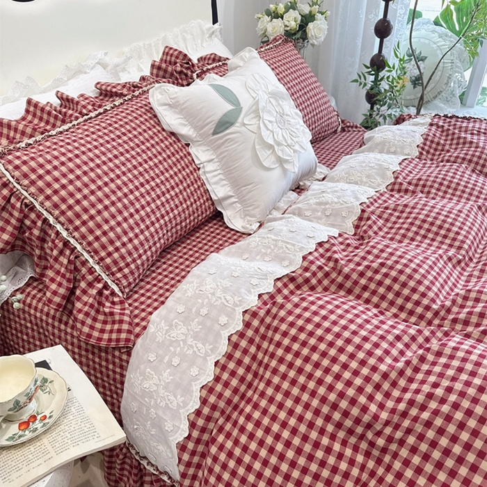 91家纺网 家纺一手货源 找家纺 （总）菊上家纺 2025新款全棉纯棉色织水洗床盖四件套