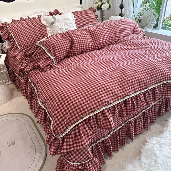 91家纺网 家纺一手货源 找家纺 （总）菊上家纺 2025新款全棉纯棉色织水洗床盖四件套