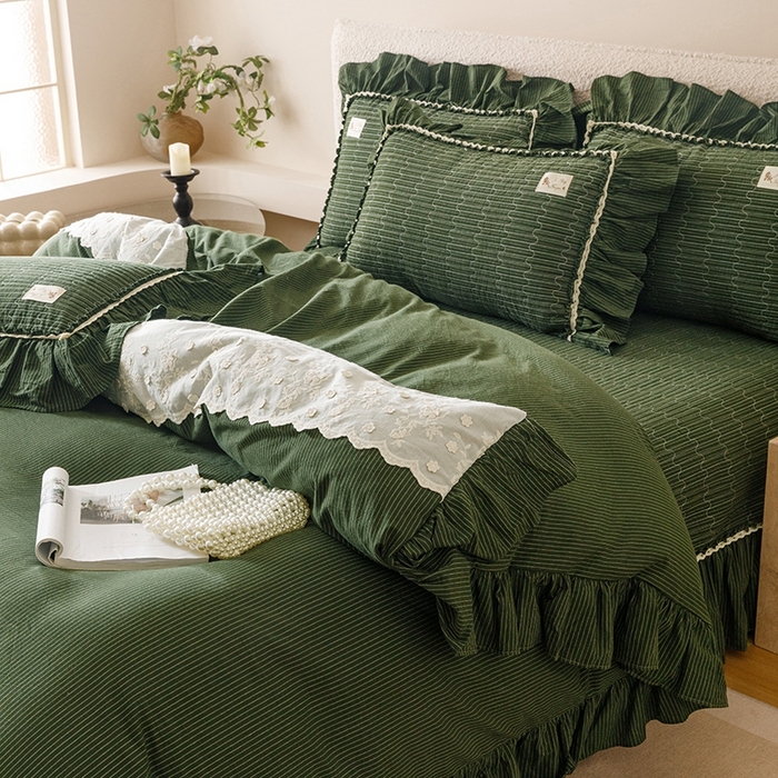 91家纺网 家纺一手货源 找家纺 （总）菊上家纺 2025新款全棉纯棉色织水洗床盖四件套