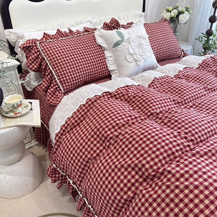 91家纺网 家纺一手货源 找家纺 （总）菊上家纺 2025新款全棉纯棉色织水洗床盖四件套